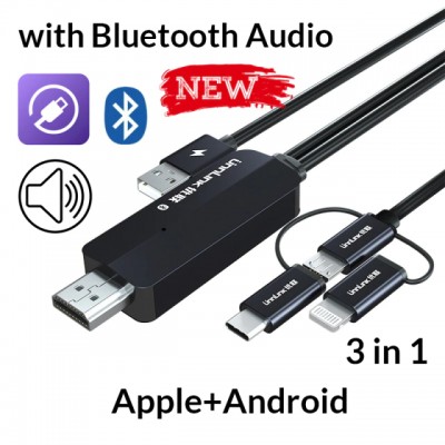 Адаптер Unnlink Apple Lightning / Micro USB / Type-C  к HDMI 2.0 м (Bluetooth)