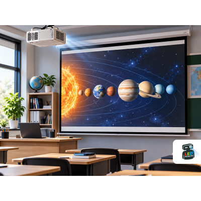 Мультимедийный проектор для школы: комплект с экраном и креплением Мультимедийный проектор для школы: комплект с экраном и креплением