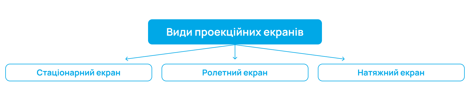 Схема з видами проекційних екранів для проектора